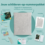 Inhoud van het schilderen-op-nummerpakket Zoete buit in de spooknacht