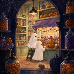 Schilderen op nummer Zoete spoken in de snoepwinkel – Halloween
