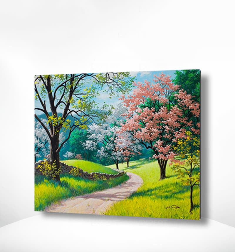 Schilderen op nummer Park met Roze Bomen