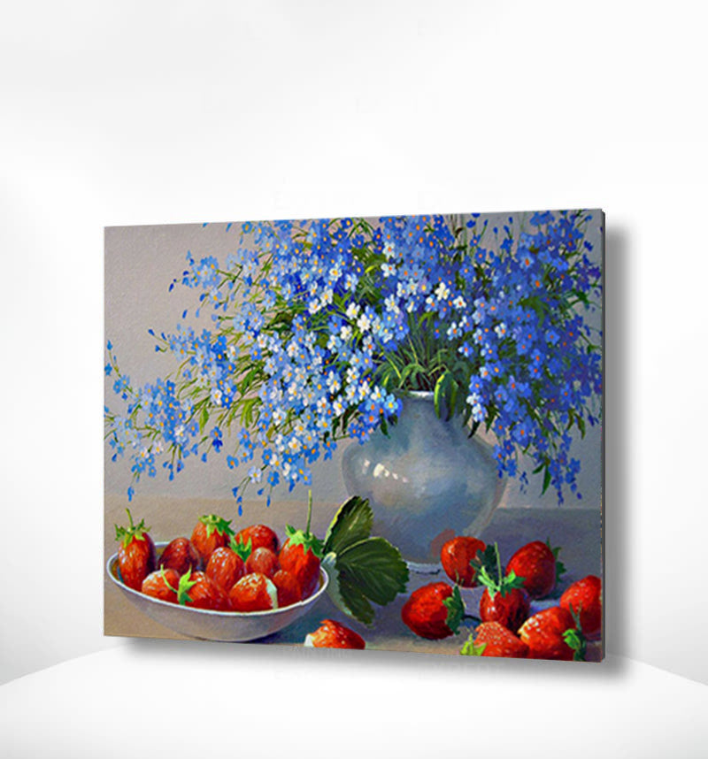 Schilderen op nummer Bloemen met Aardbei