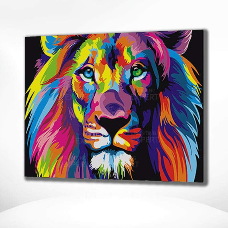 Diamond Painting Gekleurde Leeuw