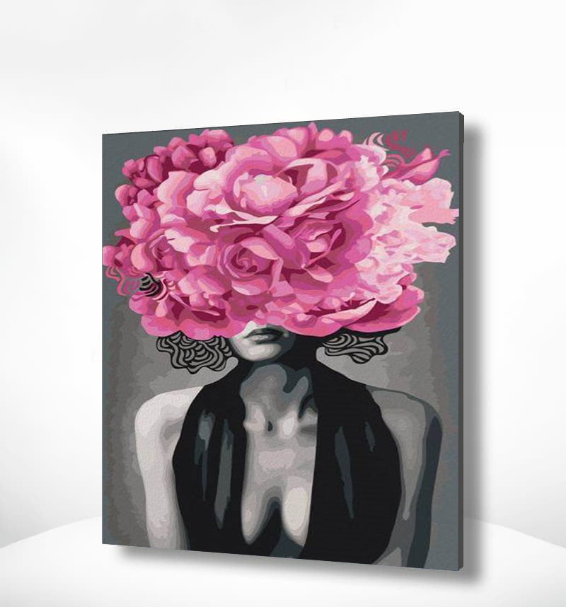 Schilderen op nummer Vrouw met Paarse Bloem
