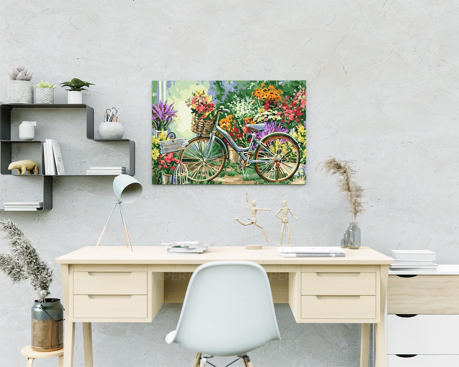 Schilderen op Nummer Fiets met Bloemen