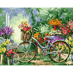 Schilderen op Nummer Fiets met Bloemen