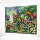 Schilderen op Nummer Fiets met Bloemen