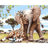 Schilderen op Nummer Olifant en Giraffe