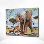 Schilderen op Nummer Olifant en Giraffe