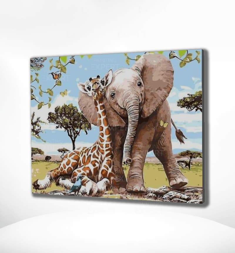 Schilderen op Nummer Olifant en Giraffe