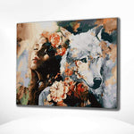 Schilderen op Nummer Vrouw met Wolf
