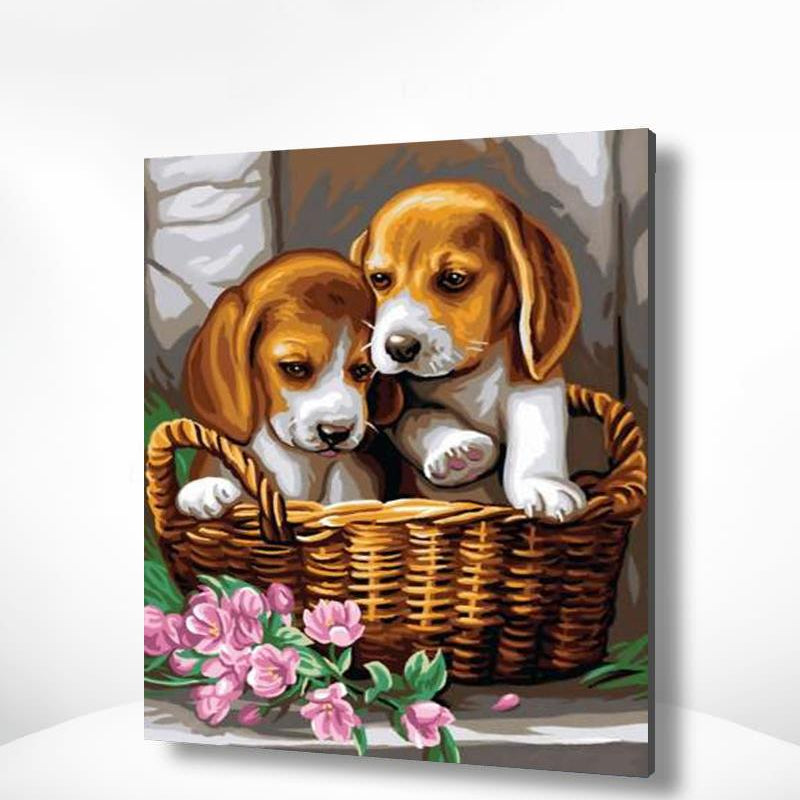 Schilderen op nummer 2 Puppy's