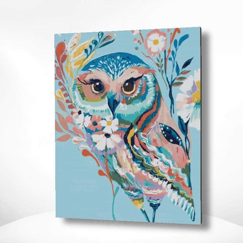 Schilderen op nummer Blauwe Uil