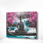 Schilderen op nummer Boeddha Roze Bloemetjes-Painting Expert