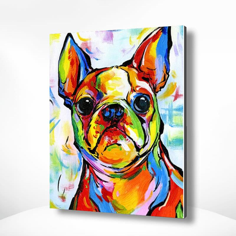 Schilderen op nummer Bulldog Vrolijke Kleuren