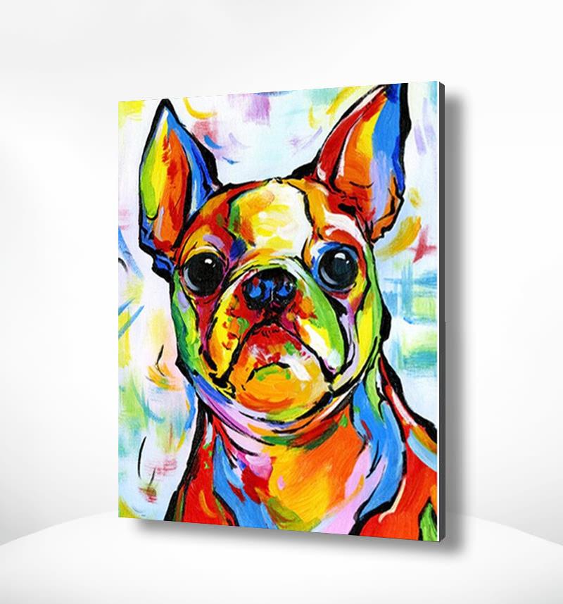 Schilderen op nummer Bulldog Vrolijke Kleuren