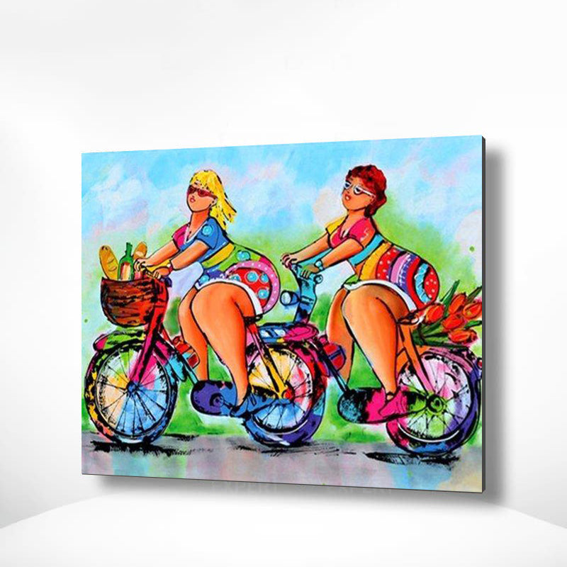 Schilderen op nummer Dikke Dames Fiets