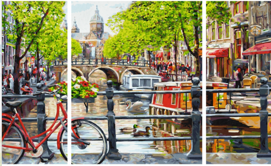 Schilderen op nummer Drieluik Amsterdam