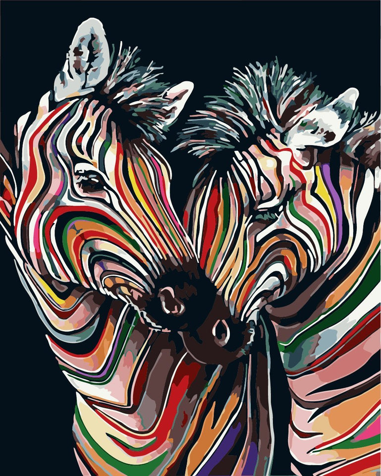 Schilderen op nummer Gekleurde Zebra's-Painting Expert