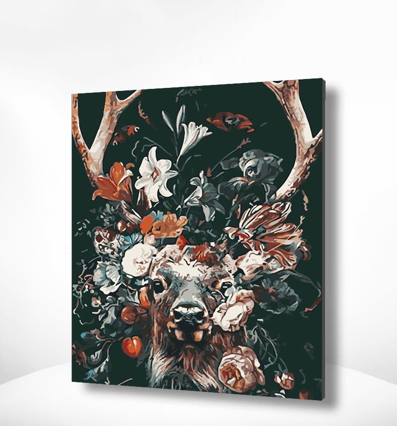 Schilderen op nummer Hert met Bloemen