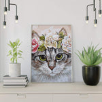 Schilderen op nummer Kat met Bloemen