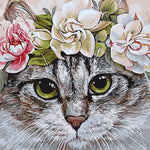 Schilderen op nummer Kat met Bloemen