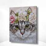 Schilderen op nummer Kat met Bloemen