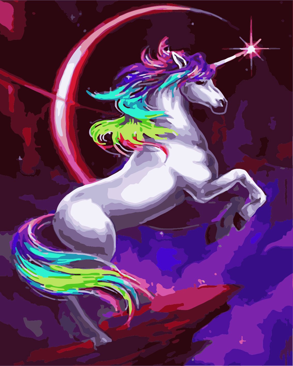 Schilderen op nummer Kleurrijke Eenhoorn