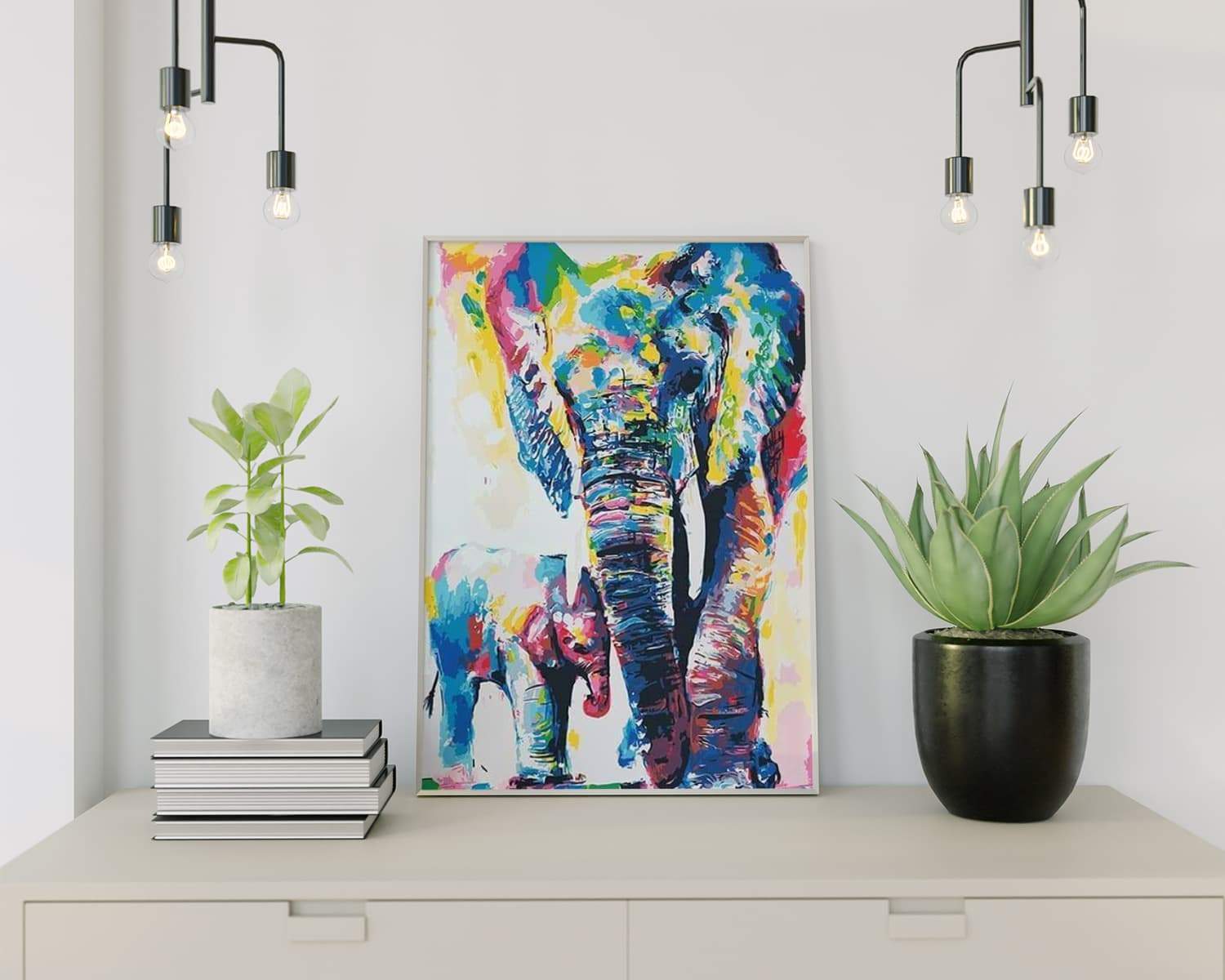 Schilderen op nummer Olifant en Baby