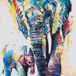 Schilderen op nummer Olifant en Baby