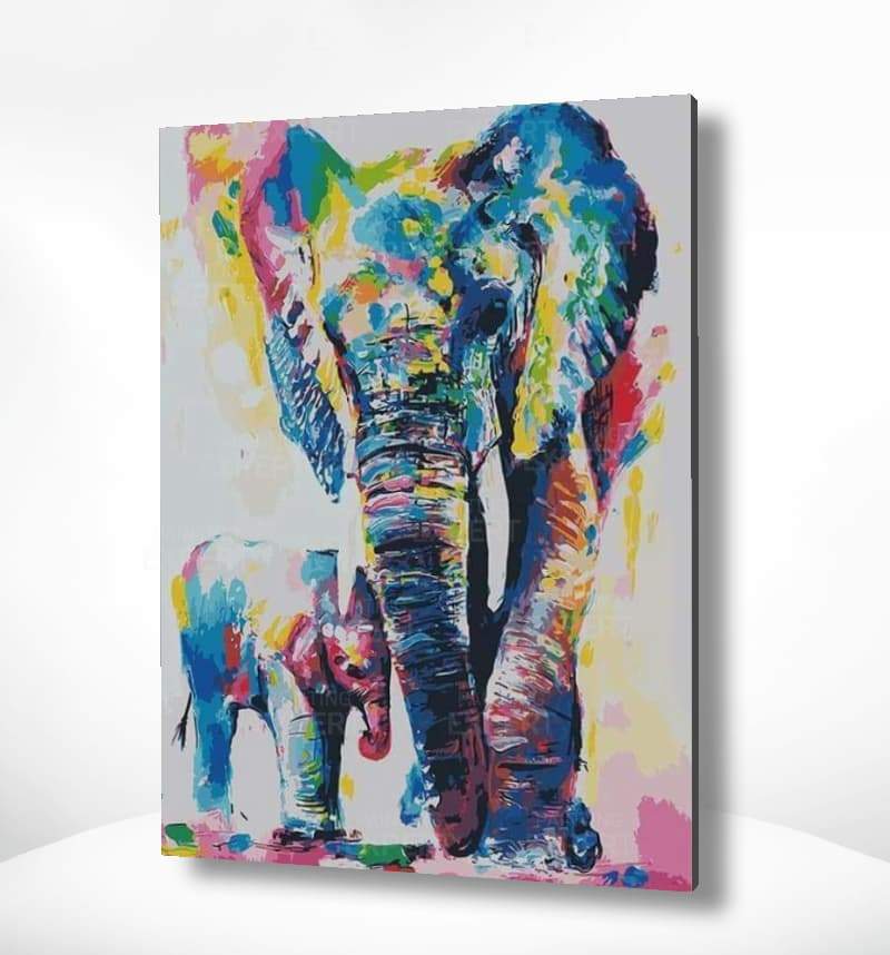 Schilderen op nummer Olifant en Baby