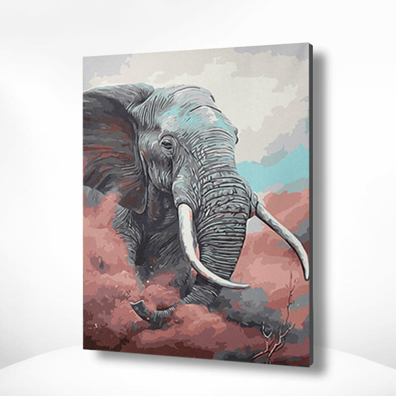 Schilderen op nummer Olifant met Roze Wolk
