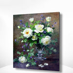 Schilderen op nummer Paarse en Witte Bloemen
