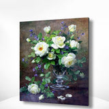 Schilderen op nummer Paarse en Witte Bloemen