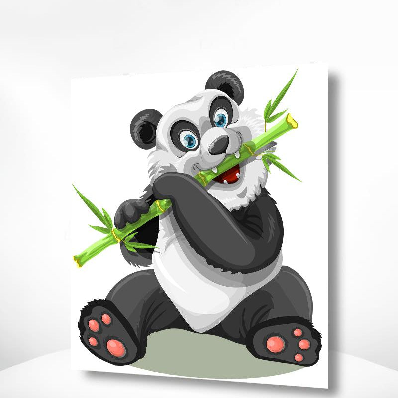 Schilderen op nummer Panda met Bamboe