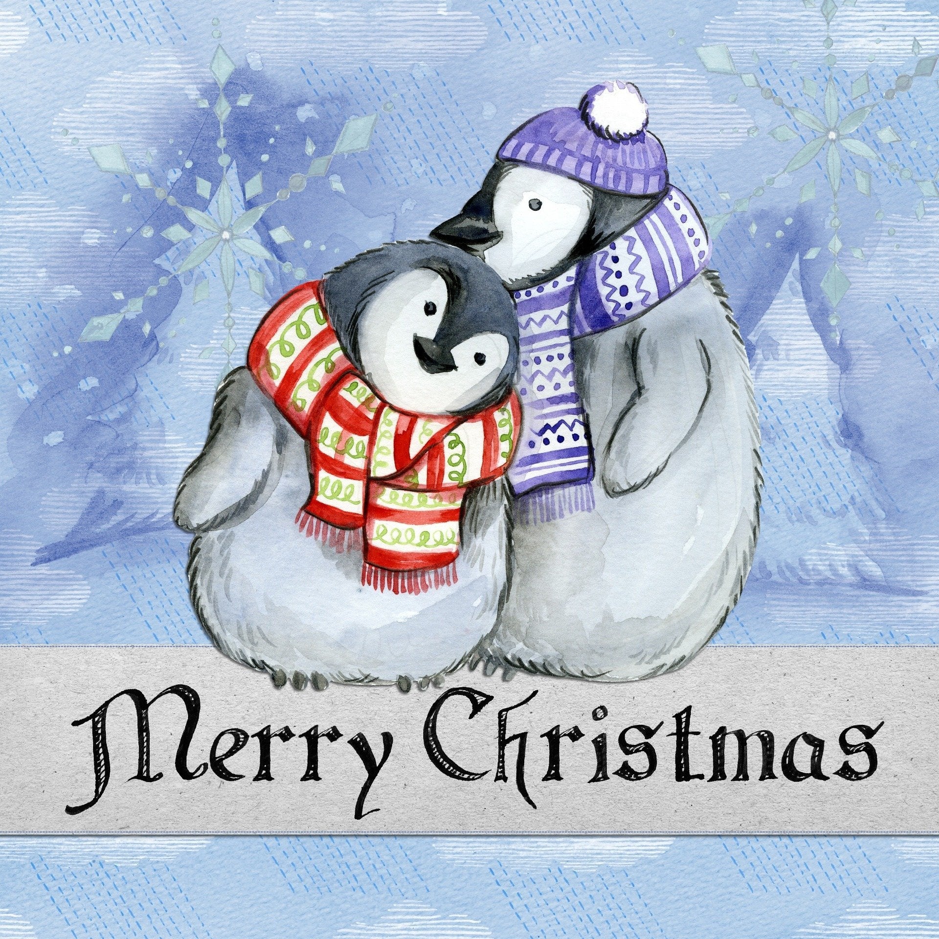 Schilderen op nummer Pinguïns Kerstmis