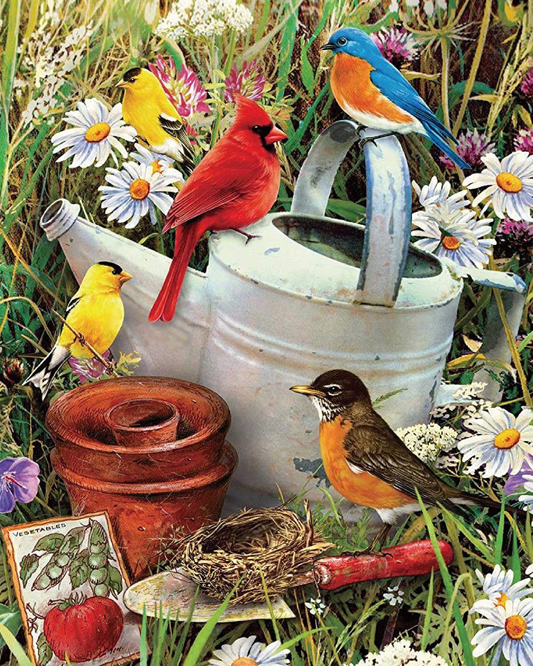 Schilderen op nummer Rode, Blauwe en Gele Vogeltjes