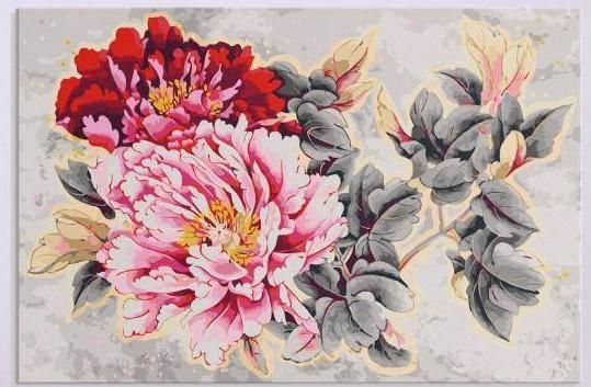 Schilderen op nummer Rode en Roze Bloemen