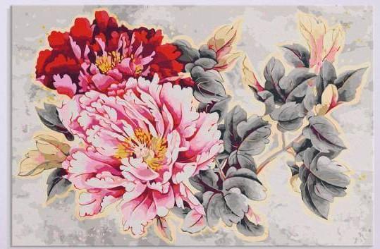 Schilderen op nummer Rode en Roze Bloemen-Painting Expert