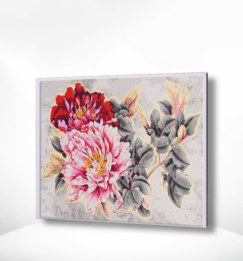 Schilderen op nummer Rode en Roze Bloemen