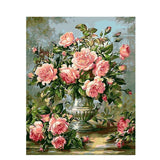 Schilderen op nummer Roze Bloemen in een Vaas