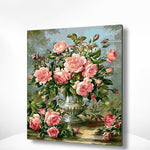 Schilderen op nummer Roze Bloemen in een Vaas