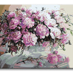 Schilderen op nummer Roze Bloemen op Tafel
