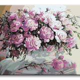 Schilderen op nummer Roze Bloemen op Tafel