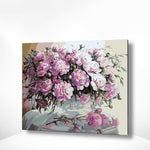 Schilderen op nummer Roze Bloemen op Tafel