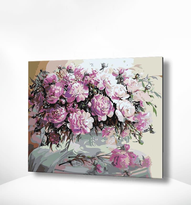 Schilderen op nummer Roze Bloemen op Tafel