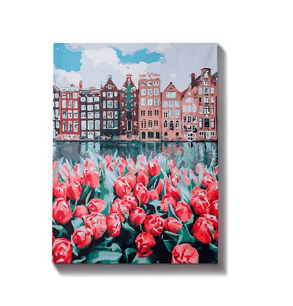 Schilderen op nummer Stad met Bloemen