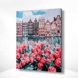 Schilderen op nummer Stad met Bloemen