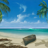 Schilderen op nummer Strand met Bootje en Zee