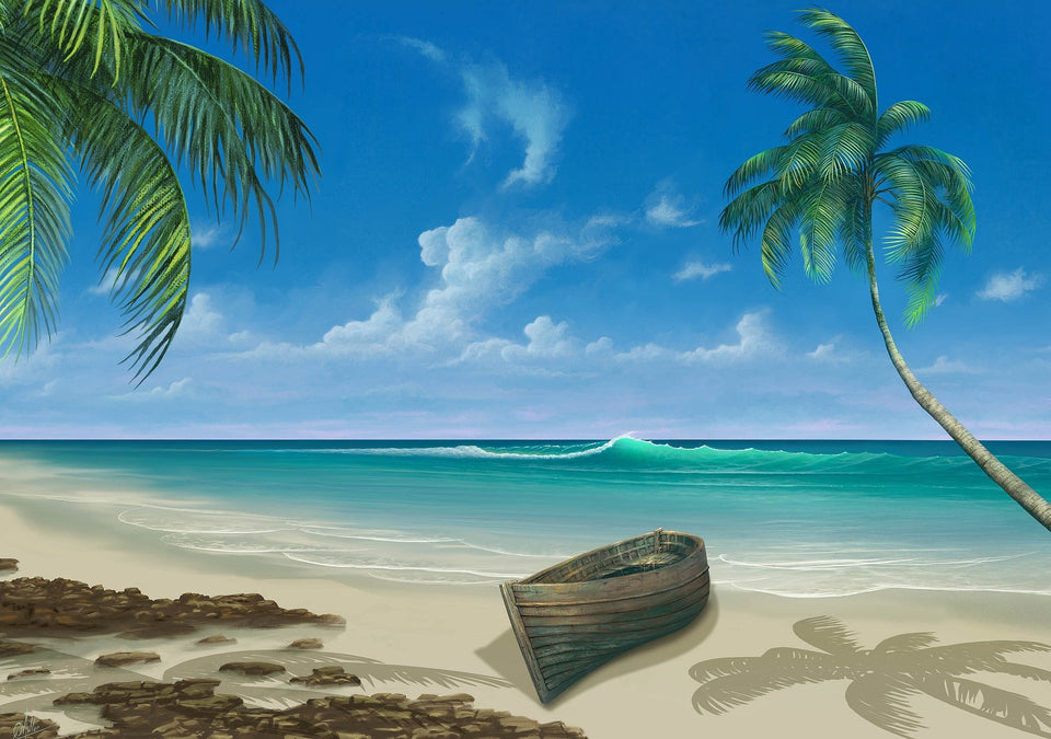Schilderen op nummer Strand met Bootje en Zee-Painting Expert