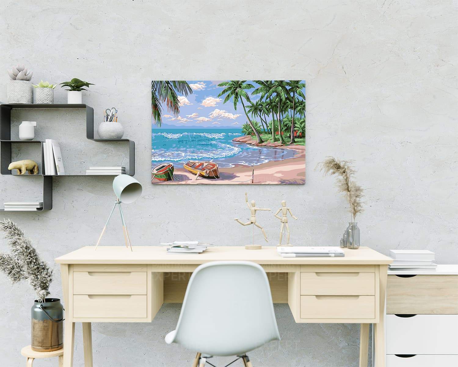 Schilderen op nummer Strand met Bootjes