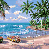 Schilderen op nummer Strand met Bootjes